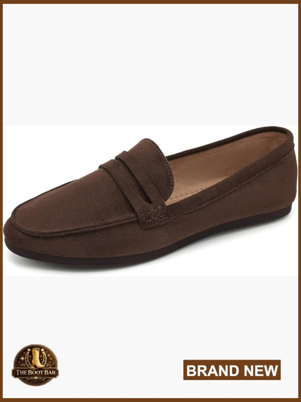 Faux Suede Loafers Slip On Flats Lightweight Comfortable Work Shoes